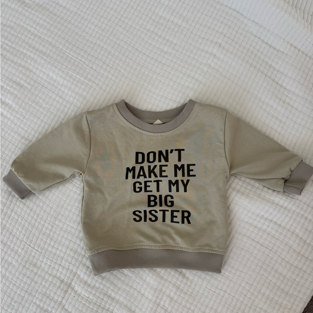 Mini Olie Crew Neck Sweatshirt 12-18 months Khaki Big Sister Beige Mom